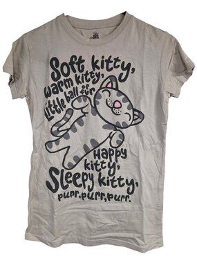 TBBT The Big Bang Theory Youth Medium Soft Kitty Song Words Shirt Gray Unisex